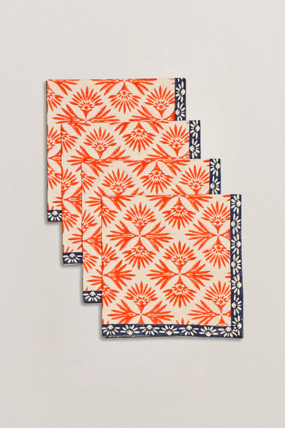 Serviettes - Palm Reflections (Coral/Night Sky)