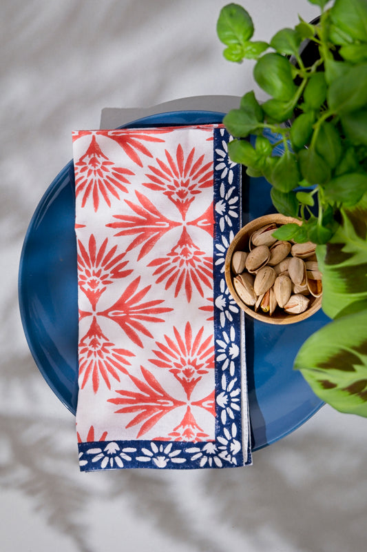 Napkins - Palm Reflections (Coral/Night Sky)