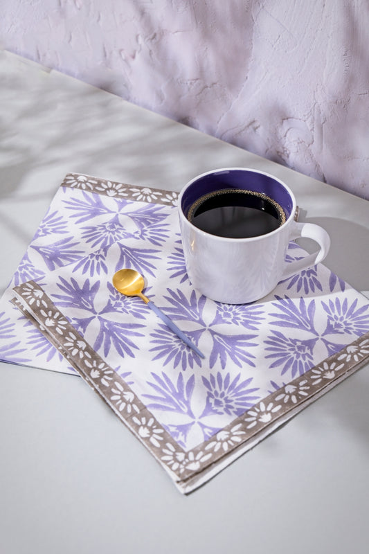 Napkins - Palm Reflections (Lilac/Truffle)
