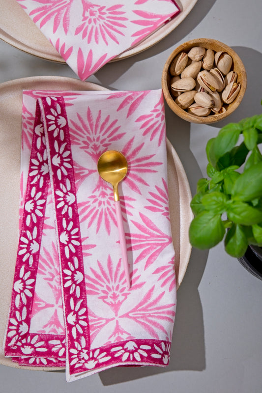 Napkins - Palm Reflections (Rose/Pomegranate)